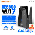 Comfast Adaptador Wifi 7 Adapter Usb 3.0 BE6500 6G/5G/2G Antena o wysokim wzmocnieniu Para Wifi7 PC Cle Odbiornik karty sieciowej Kabel przedłużający. 