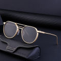 Vintage Punk Sunglasses For Men 2023 Retro Oval Steampunk Round Shades Luxury Lunette De Soleil Homme Gafas De Sol Hombre Lentes.