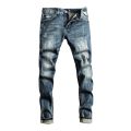 Italian Style Fashion Men Jeans Retro Blue Elastic Slim Fit Ripped Jeans Men Trousers Vintage Designer Casual Denim Pants Hombre.