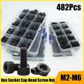 Hex Socket Cap Head Screw Nut Assortment Kit M2 M3 M4 M5 M6 12.9 Grade Carbon Steel Hexagon Socket Allen Head Bolt Nut Hex Key. 