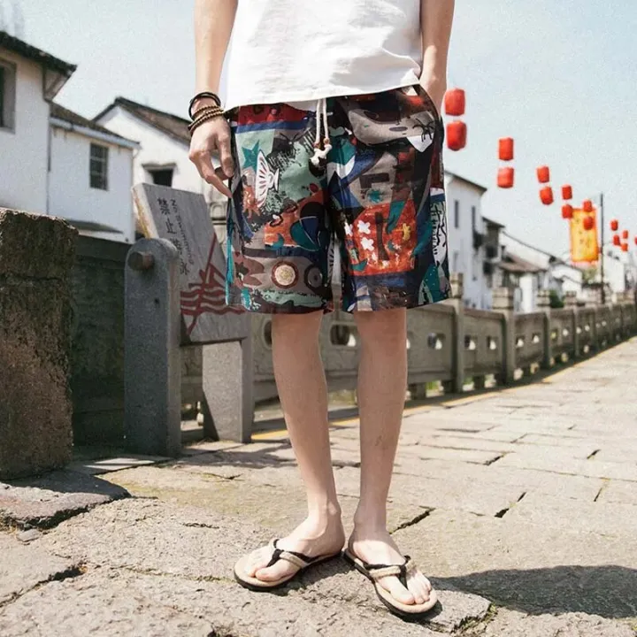 men's%20linen%20shorts%20Japanese%20Casual%20Shorts%20Men%20Drawstring%20Printed%20Streetwear%20Mens%20Shorts%20Summer%20Men%20Shorts%20Cotton%20Linen%20Clothes%20-%20Image%203