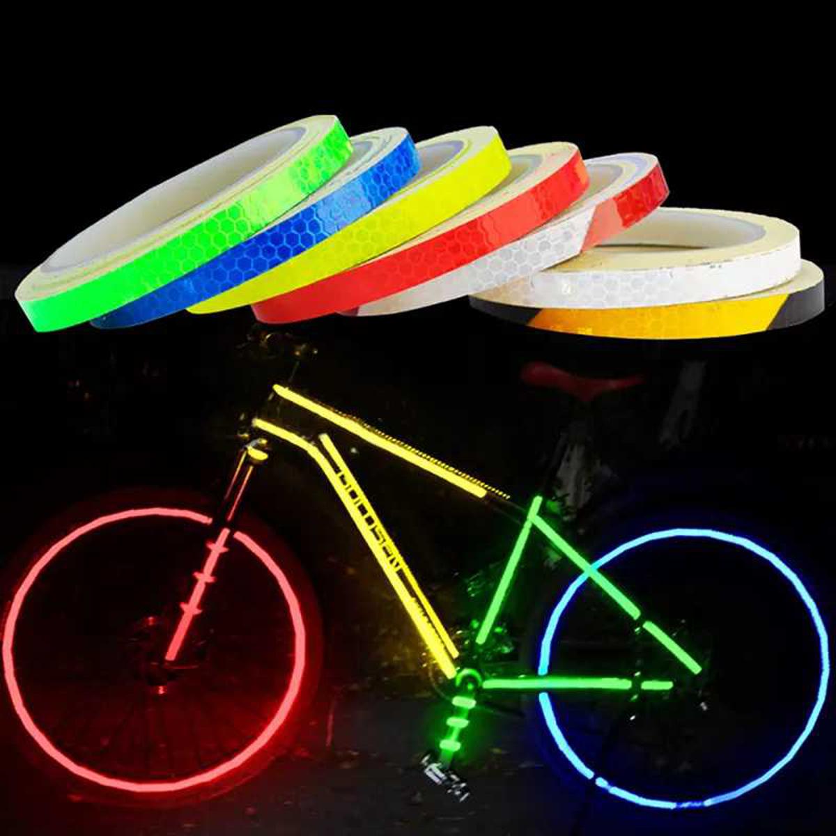 4pcs Bicycle_ Bike_Car Styling Reflective Fluorescent Stripe Tape Motorcycle Body Rim Wheel Stripe Stickers Reflective Rim Tape