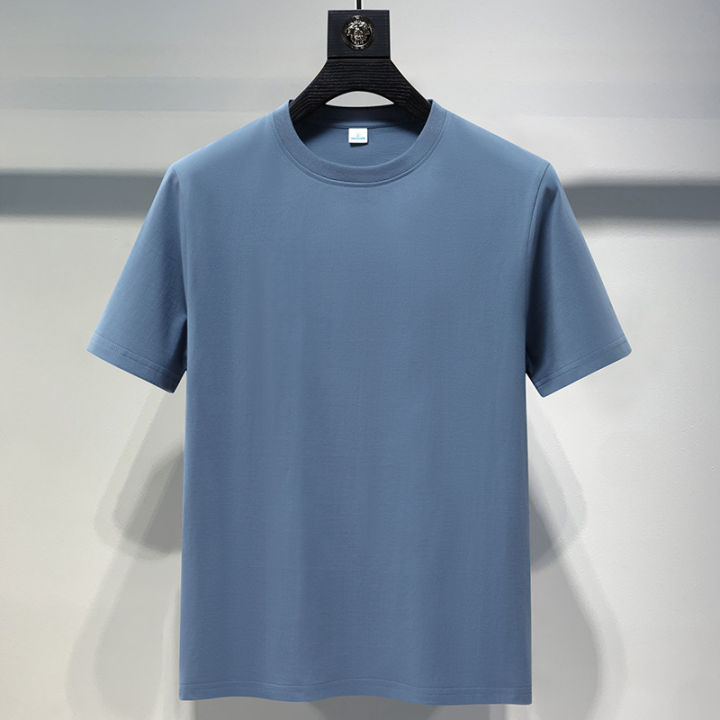 Wholesale%20New%20Cotton%20Short%20Sleeve%20T-Shirt%20Men's%20Round%20Neck%20Solid%20Color%20Net%20Casual%20T-Shirt%20Men's%20and%20Women's%20Loose%20Plus%20Size%20T-Shirt%20Tide%20-%20Image%204