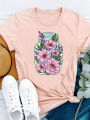 Women print T-shirts casual female short sleeve moon flower floral trend ladies fashion clothing T clothes graphic tee. 
