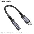 Borofone BV24 Type-C audio conversion cable to 3.5mm Female Audio Converter Type C to 3.5mm Female Audio Adapter Cable 15CM Digital Decoding Chips - Black. 