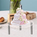 GC Acrylic Cake Stand Clear Cake Display Stand Dessert Table Display Shelf Metal Food Stands Display Holder Round Party Supplies Cupcake Stands For Birthday Wedding Party.
