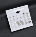 12 Pairs Stud Earring Set Trendy Square Ball Heart Small Earrings Women Christmas Earring. 