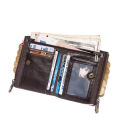 Good Quality Brown Leather Two Zipper Pockets Esiposs Wallet for Men & women. 