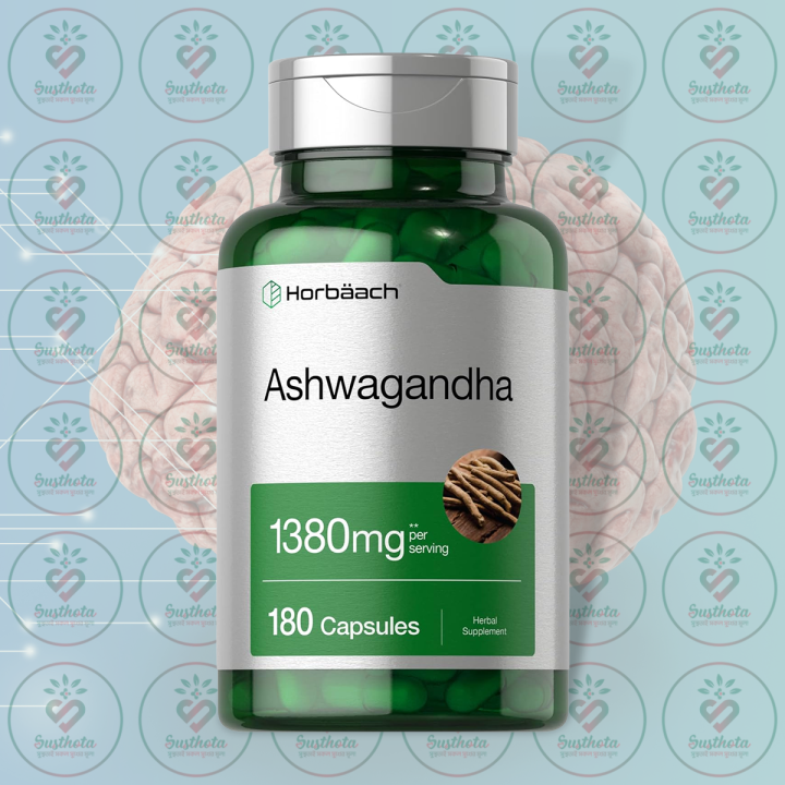 Horbäach Ashwagandha – 1380mg – 180 Capsules – with Withania Somnifera Extract – for Stress Relief, Energy & Adaptogenic Support