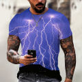 2022 lightning cat men's T-shirt 3D digital personalized o neck short sleeve shirt tops summer oversized fashion cool streetwear.