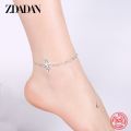 ZDADAN 925 Sterling Silver Dragonfly Adjustable Chain Anklet For Women Fashion Jewelry.