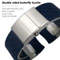 Natural Silicone Rubber Watchband for Ulysse Nardin 263 DIVER Curved End Black Blue 22mm Waterproof Watch Strap Bracelets Tools.