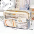 Zipper Pencil Pouch Transparent Pen Holder Transparent Pencil Case Multilayers Pencil Bag Aesthetic School Supplies. 