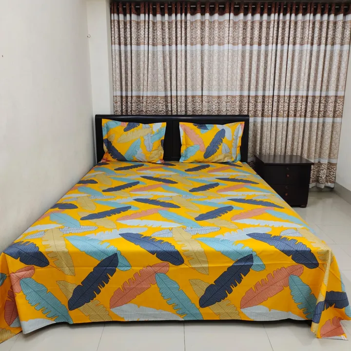 Luxury%20Tuwel%20Cotton%20Fashionable%20Bed%20Sheet%20for%20Home%20Decoration%207.5/8.25%20Feet%20King%20Size%20Bedsheet%20-%20Image%202