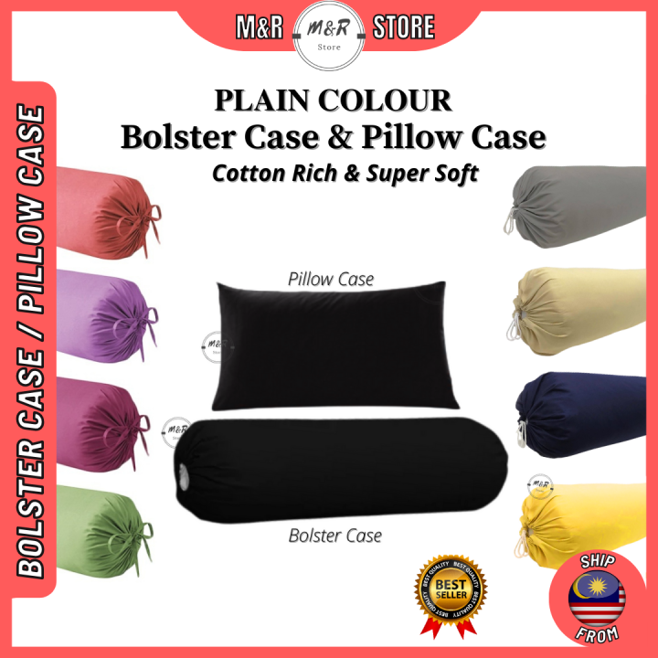 Premium Cotton Bolster Case Plain Colour Sarung Bantal Peluk Golek Panjang Soft Bolster Pillow Case Cover Hotel Airbnb Hostel Asrama Homestay Murah Kain Sejuk 单色简约抱枕套