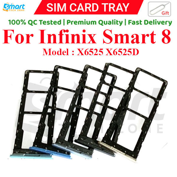 For Infinix Smart 8 X6525 X6525D Sim Tray Micro SD Card Slot with Sim Ejector Pin Replacement Part