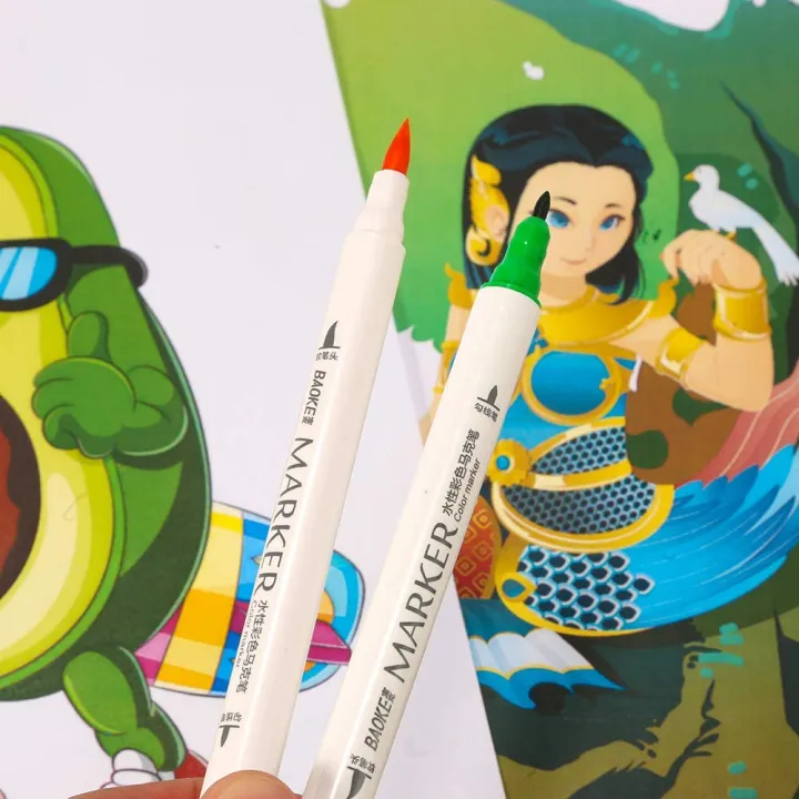 Baoke%20Dual%20Tip%20Colorful%20Marker%20Pen%2012%20Colors%20-%20Image%204