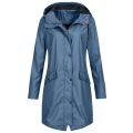 Fashion Hooded Rain Coat Casual Ladies Waterproof Windproof Long Jacket Buttons Coat Female Winter Long Sleeve Womens Outerwear. 