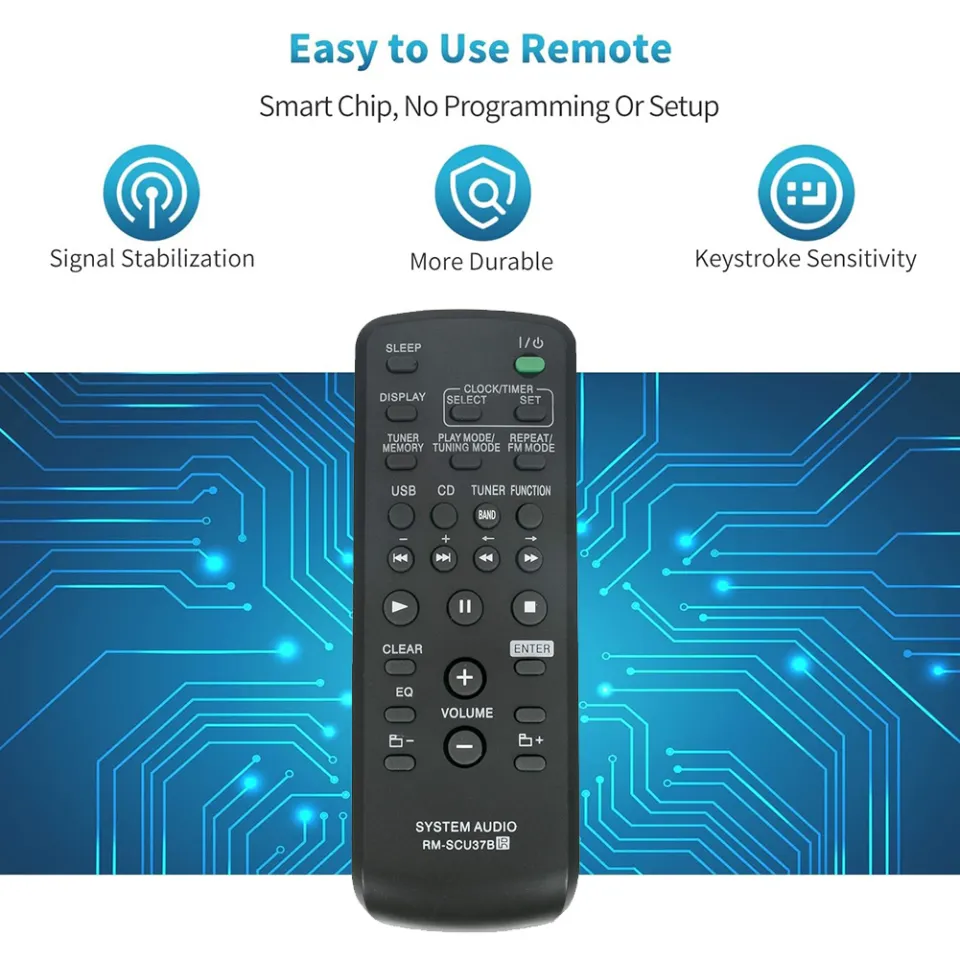 Remote Control For Sony FST-ZUX9 CMT-GP7 HCD-GP7 HCD-ZUX9 LBT-ZUX9 FST-ZUX999 HCD-ZUX999 MHC-EC68USB HCD-EC68USB MHC-GT111 HCD-GT111 Mini Hi-Fi Component System