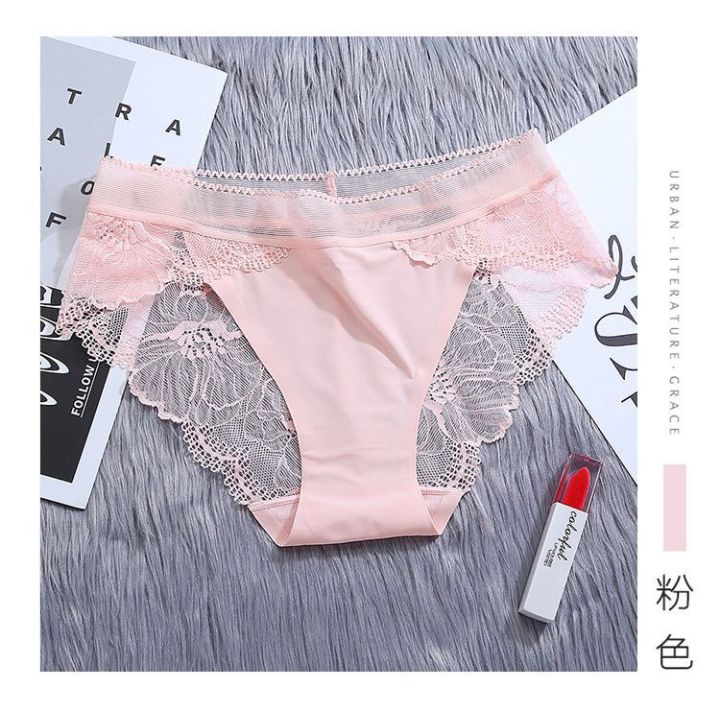 Women%20Ice%20Silk%20Panties%20Lace%20Seamless%20Hollow%20Out%20Mid%20Waist%20Underwear%20-%20Image%204