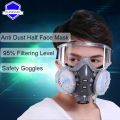 New anti dust mask full face respirator dual 4-layer filters safety goggles for Carpenter polishing daily haze safety protection.