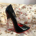 Shiaopick 16cm Extreme Metal High Heels Stilettos Women Solid Black Red inside Pumps Fetish Model Party Unisex Shoes Size46 House Foocus. 