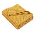 3D Grid Knitted Solid Sofa Throw Blanket, Checked Couch Blanket for All Seasons,Waffle Grain Bed Runner, Bed Cover Blanket. 