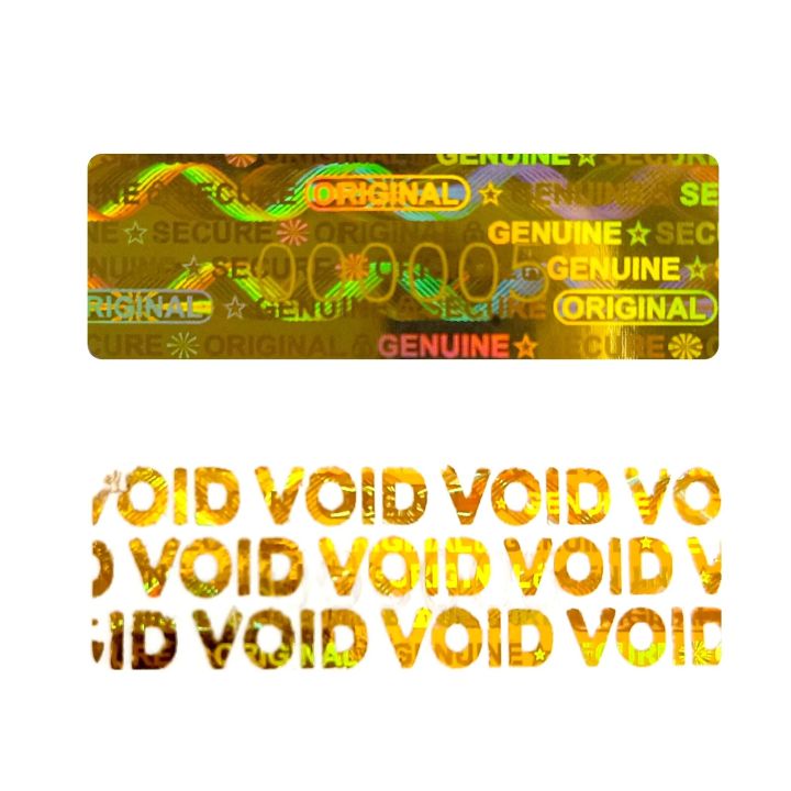 3x1cm Warranty void seal tamper proof stickers Security Hologram sticker labels with serial number Gold
