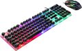 [GD]Gaming LED Keyboard and Mouse Combo 75% Compact 89 Keys with Numbric Tenkeys Pad,Rainbow Backlit,Ergonomic Mice 2 Side-Button USB Wired Mechanical Feel for PC Resberry Pi Computer. 