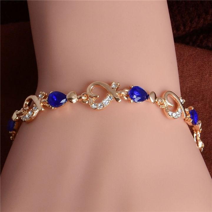 Trendy%20Women/Lady's%20fashion%2018k%20Gold%20Plated%20Heart%205%20Colors%20CZ%20Stones%20Bracelets%20Bangles%20Jewelry%20-%20Image%206