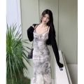【Hot deal】 Elegant Socialite High Waist Sling dress Summer 2023 New French Design Chic Midi Dress.