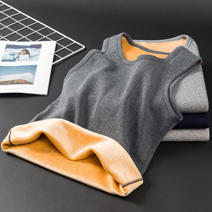 Thermal Vest Men's Autumn and Winter Fleece-Lined Thickened Inner Vest plus-Sized plus-Sized Men's Vest Youth Underwear
