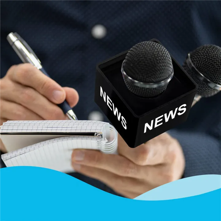 NCANRUI%2010Pcs%20Microphone%20MarkFlag%20Mic%20Station-Cube%20Square%20Interview%20Box%20Stand%20Flags%20Shaped%20Holder%20Reporter%20Injection,Black%20-%20Image%208