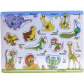 Animal Set Wooden 3D Peg Puzzle Montessori Smart Educational Puzzle Toy For Kids Children.
