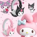 Lamgool AH-806Y Kuromi headset Girls, children, cute style Sanrio l Cute cartoon children's Bluetooth wireless headset. 