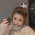Black White Cat Hair Claw Clip Hairpin Cute Cat Rubber Bands Elastic Hair Bands Child Girls Lovely Hair Accessories Ornaments. 