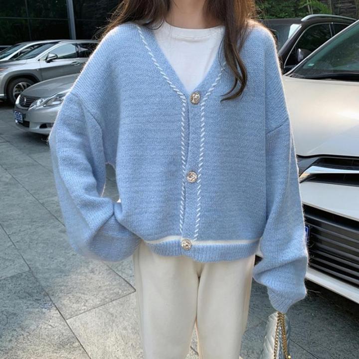 Pink%20Gentle%20Knitted%20Cardigan%20for%20Women%202023%20Autumn%20and%20Winter%20New%20Loose%20Korean%20Style%20Sweet%20Girl%20College%20Sweater%20Coat%20-%20Image%204