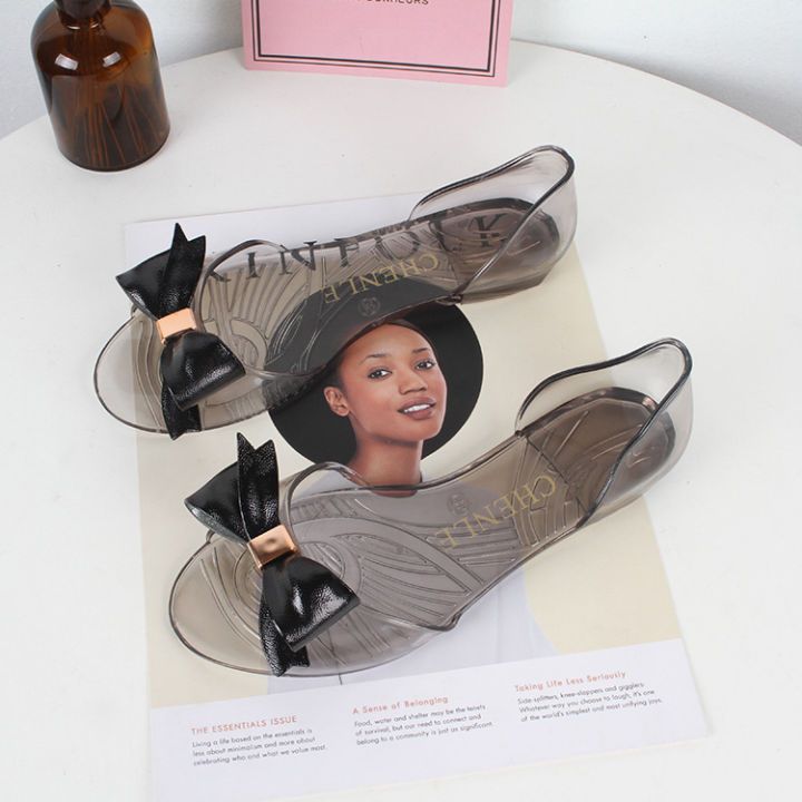 Charm%20shark%20Korean%20version%20sandals,%20summer%20flat%20heel%20fish%20mouth%20bow%20flat%20bottom,%20daily%20casual%20jelly%20transparent%20heel%20beach%20shoes%20-%20Image%206