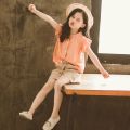 Baby Summer Suits for Girl Short Sleeve Blouse +Shorts 2 Piece Set Child Wid-leg Short Pants Kids Cotton Outfits Clothes.