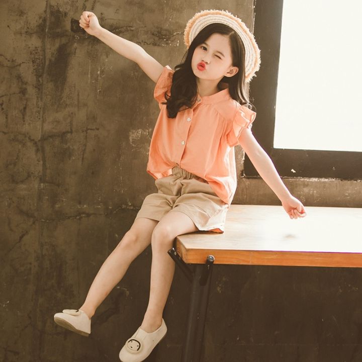 Baby%20Summer%20Suits%20for%20Girl%20Short%20Sleeve%20Blouse%20+Shorts%202%20Piece%20Set%20Child%20Wid-leg%20Short%20Pants%20Kids%20Cotton%20Outfits%20Clothes%20-%20Image%202