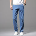 BataBata 2024 Summer Classic 100%Cotton Men's Jeans Thin Loose Straight Denim Pants Blue Business Dad Trousers Male Large Size 35 40 42. 