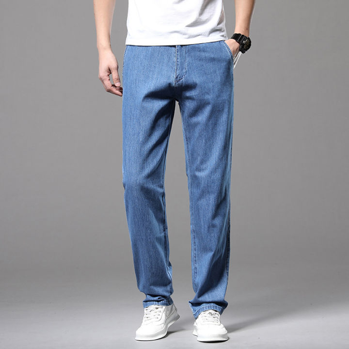 BataBata%202024%20Summer%20Classic%20100%25Cotton%20Men's%20Jeans%20Thin%20Loose%20Straight%20Denim%20Pants%20Blue%20Business%20Dad%20Trousers%20Male%20Large%20Size%2035%2040%2042%20-%20Image%204