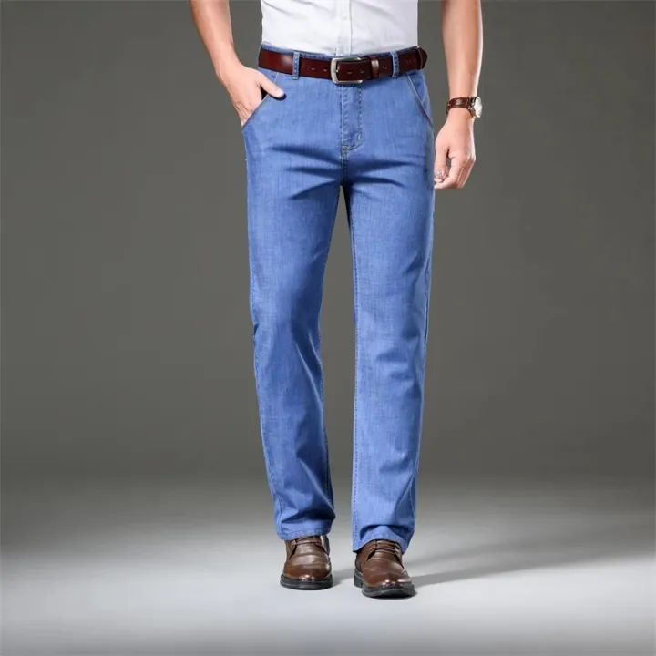 Summer%20Spring%20Men's%20Classic%20Relaxed%20Fit%20Flex%20Jean%202023%20New%20Men%20High%20Waist%20Business%20Casual%20Classic%20Black%20Blue%20Denim%20Trousers%20-%20Image%204