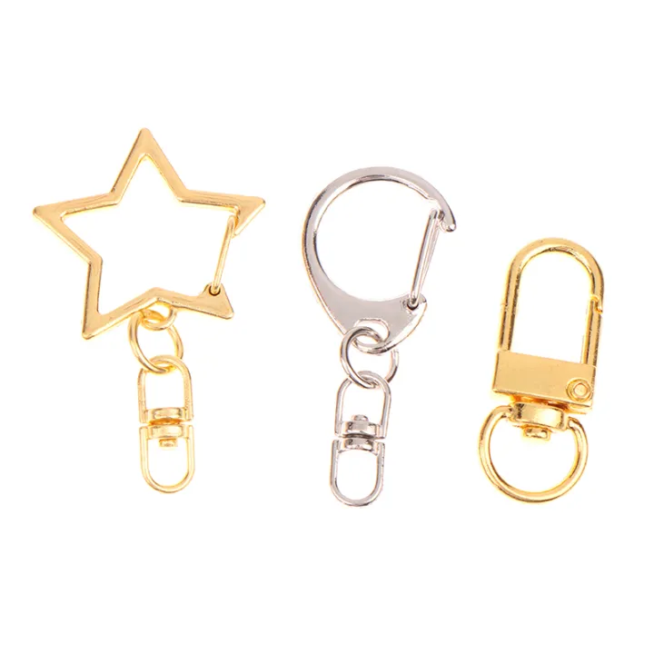 10Pcs%20Star%20Pentagram%20D-shaped%20Hollow%20Key%20Chain%20Rings%20Keychain%20DIY%20Accessories%20Lobster%20Clasp%20Keyring%20Jewelry%20Making%20Findings%20-%20Image%205