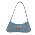 Handbag Chic Bow Pu Leather Shoulder Bag French Design Textured Underarm Bag for Women Evening Casual Party Gift.