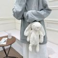 Long Ear Rabbit Doll Fashion Imitation Rex Rabbit Fur Bag Plush Backpack Chain Strap Children's Bag Chain Crossbody Bag Knapsack. 