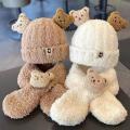 Toddler Winter Bear Hat Scarf Set Kids Earflap Beanie Warm Fleece Scarves Wrap Baby Girl Boy Neck Warmer. 