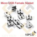10Pcs 2 Pin Micro USB Female Socket Type-B 2 Pin Female DIP Power Socket Connector Panel Mount For Charging Socket LED Light Electronics Projects DIY. 