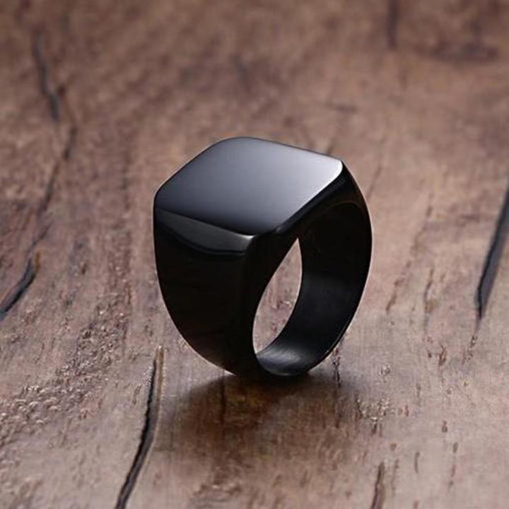 Black Rock Punk Cool Fashion Signet Titanium Stainless Steel Rings For Men -  Ring For Girls