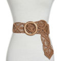 New Vintage Wide Bohemian Belts Women Round Wood Buckle Female Casual Dress Belt. 